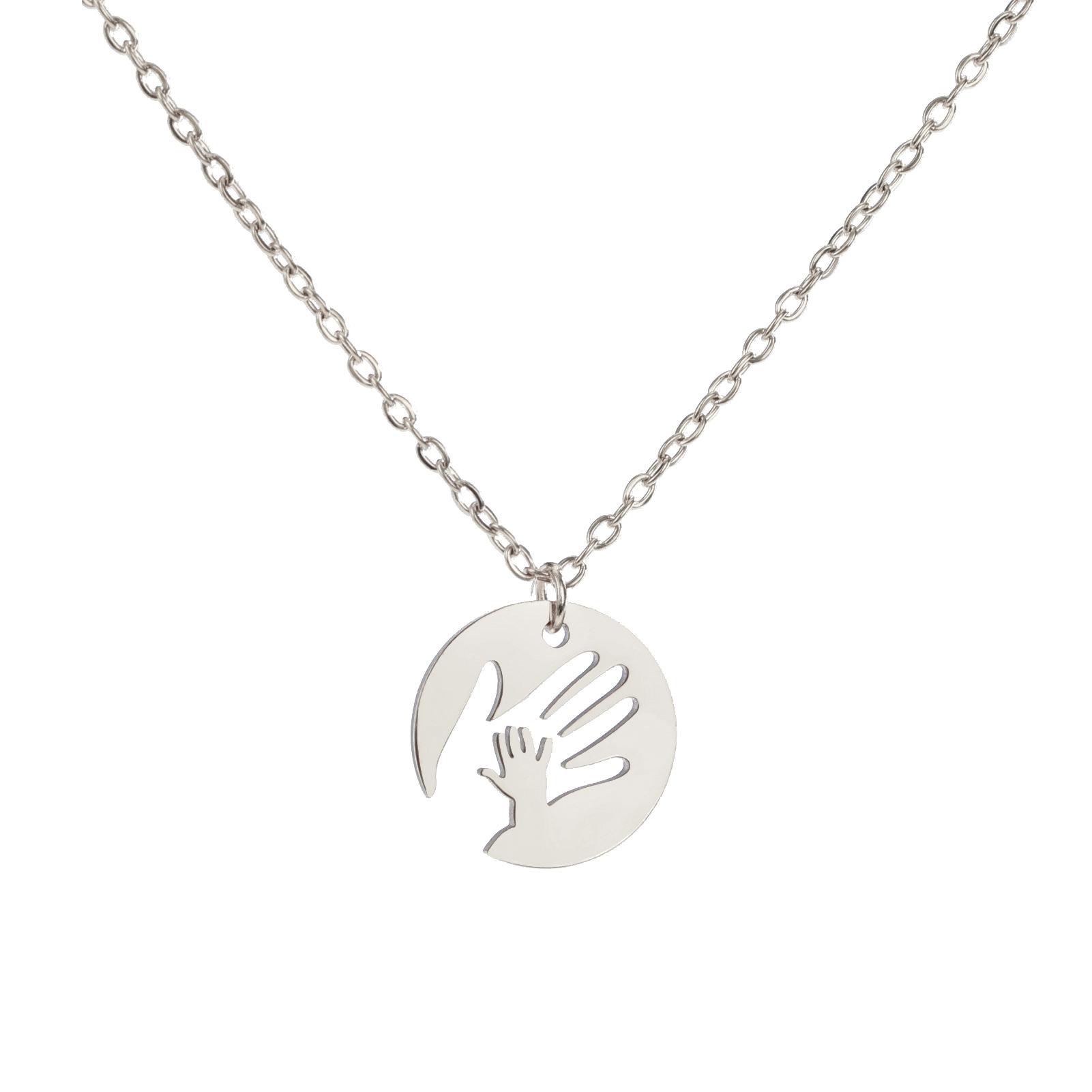 Simple Fashion Mother Love Necklace Round Pendant Baby Mom Jewelry Gift