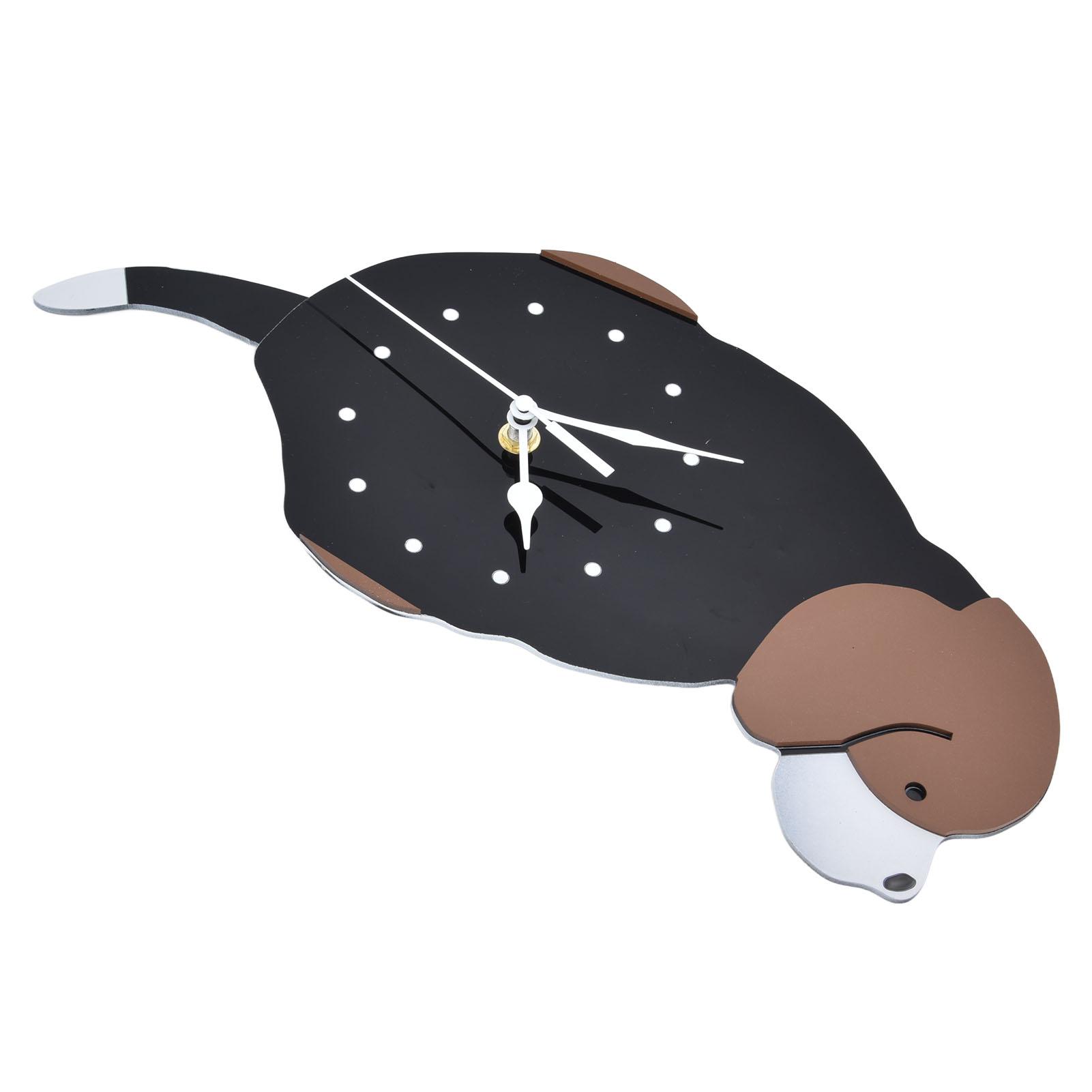 

Wall Clock Self Adhesive Waterproof 3D Effect Silent Movement Dog Wall Clock with Tail for Window Living Room Wardrobes