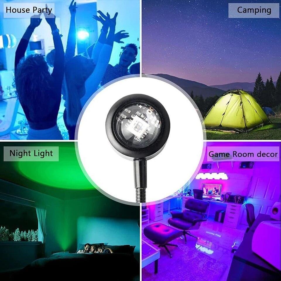 USB LED Sunset Lamp RGB Rainbow Neon Night Light Projector Photography Wall Atmosphere Lighting for Bedroom Home Room Decor Gift