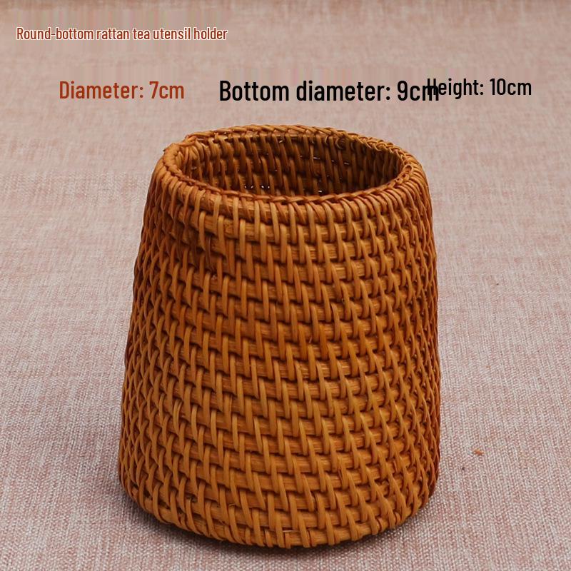 Vietnam Rattan Pen Holder Tea Set: Bamboo Tea Clip, Spoon, Needle, Pu'er Tea Accessories Storage.