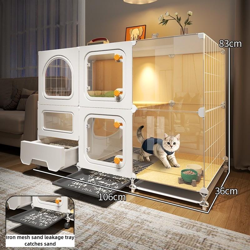 

Indoor Large Transparent Cat Cage Litter Box 2 Floors Transparent Cat Cage Big Space Luxury Cats Villa Household Pet Supplies