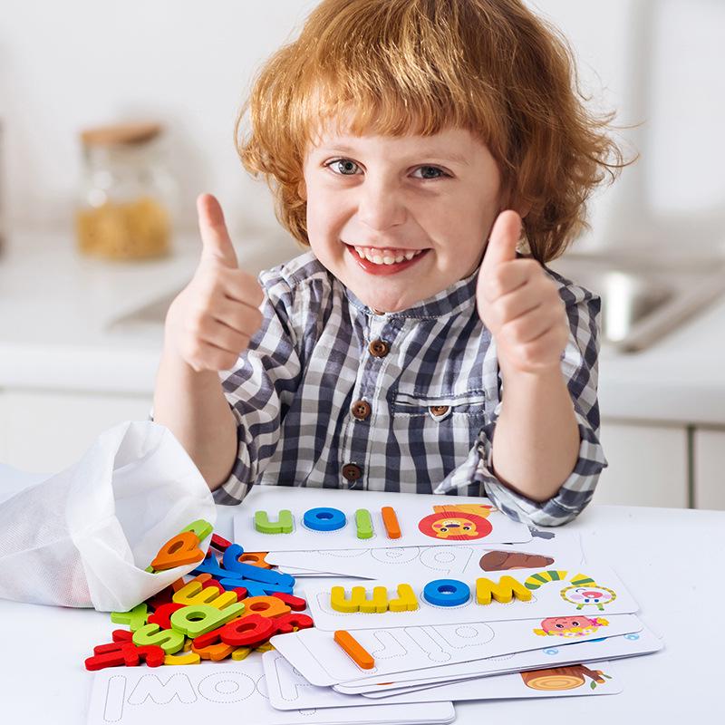 English Wooden Children's Spelling Game: Early Education Cognitive Toys for Fun Learning