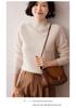 Women's Versatile Cashmere Sweater - Half-High Neck, Thick Pure Color Pullover, Loose Knit Wool Base Layer for Autumn and Winter