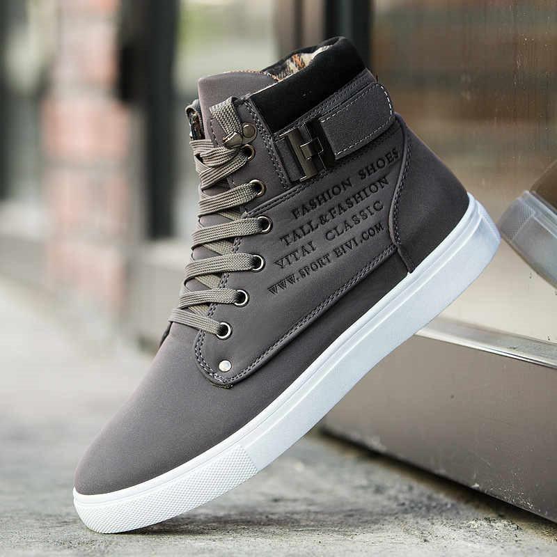 Men's Boots Fashion High-Top Casual Shoes Classic Lace Up Vulcanized Shoes Quality Suede Sneakers Men Ankle Boots Zapatos Hombre