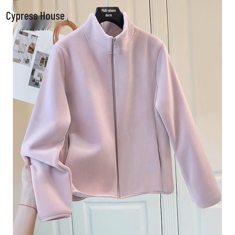 

Women s Stand Collar Fleece Zipper Jacket L