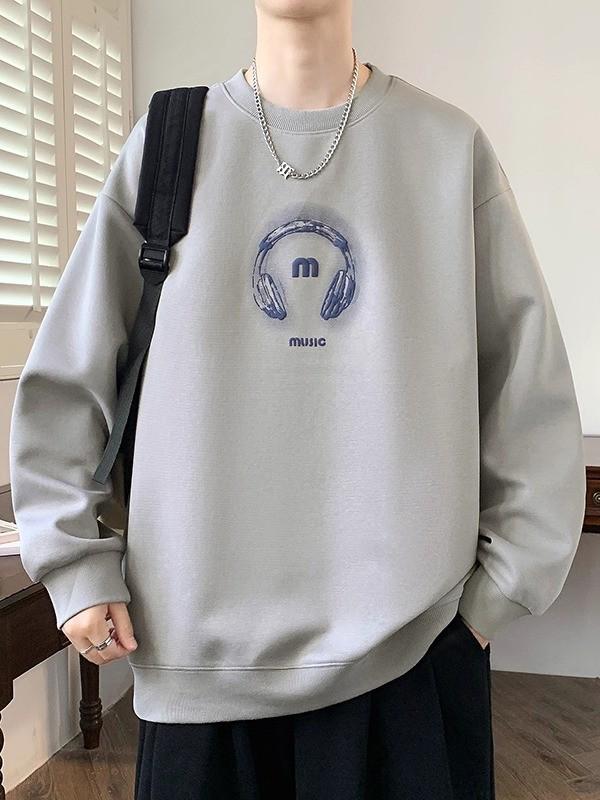 Men's Round Neck Hoodie, New Style: Spring, Autumn & Winter, Plus Velvet, Long Sleeve, Youth & Big Kids Trendy T-shirt