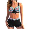 Two Piece Sexy Ladies Split High Waist Printed Bikini Female Fashion Vintage Swimwear with Bra Pads and No Steel Bra Swimsuit