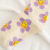5 Paar Damen Süße Crew-Socken Set Übergröße Blumenmuster Gerippt Atmungsaktiv Mittelhohe Socken