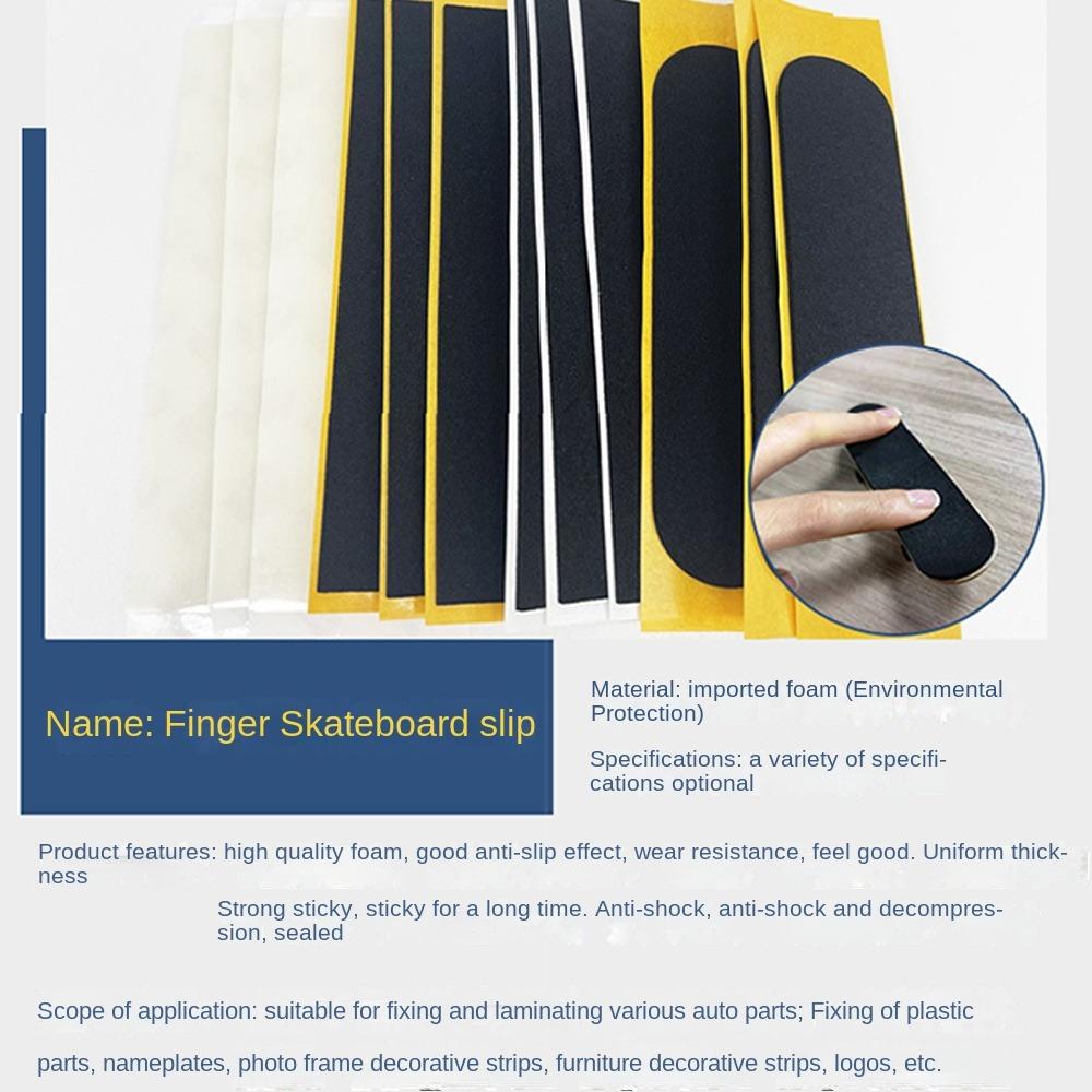 1/6 ks Černé pěnové grip pásky na fingerboard Protiskluzové samolepky Odolné samolepky na desku fingerboardu