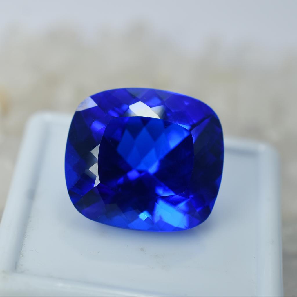 Natural Blue Tanzanite Loose Gemstone Cushion Shape 19.02 Ct for Jewelry Making and Gem Collections