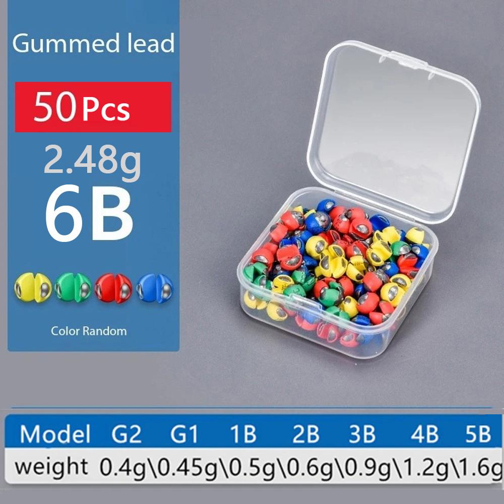 50PCS Quick Opening Fishing Lead Sinker Set, Round Bite Weights Biting Clip, Wrapping Glue, Not Damaging Line,Rock Fishing Gear