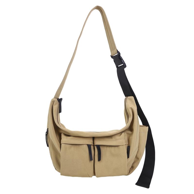 Men Solid Color Shoulder Bag Women Large Capacity Water-Repellent Commuter Crossbody Bag