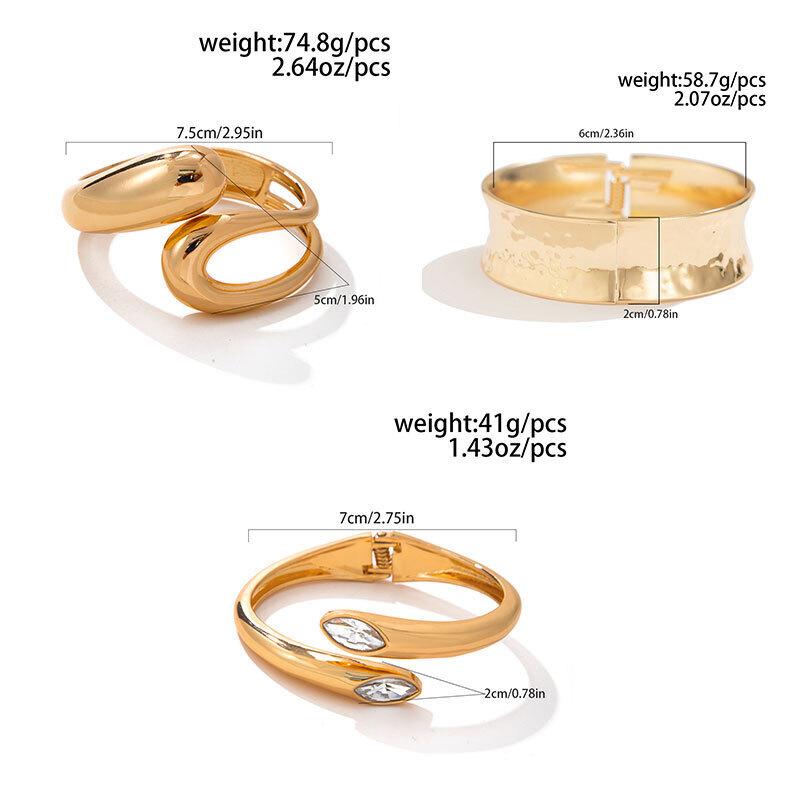 Salircon Fashion Simple Hollow Water Drop Shaped Curved Metal Spring Bangles Women Vintage Gold Color Steampunk Bracelet Jewelry
