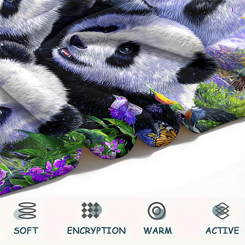 Pandas Print Flannel Blanket, High quality Comfortable for All Seasons, Home Decor, Warmth and Comfort, Perfect for Christmas Gifts