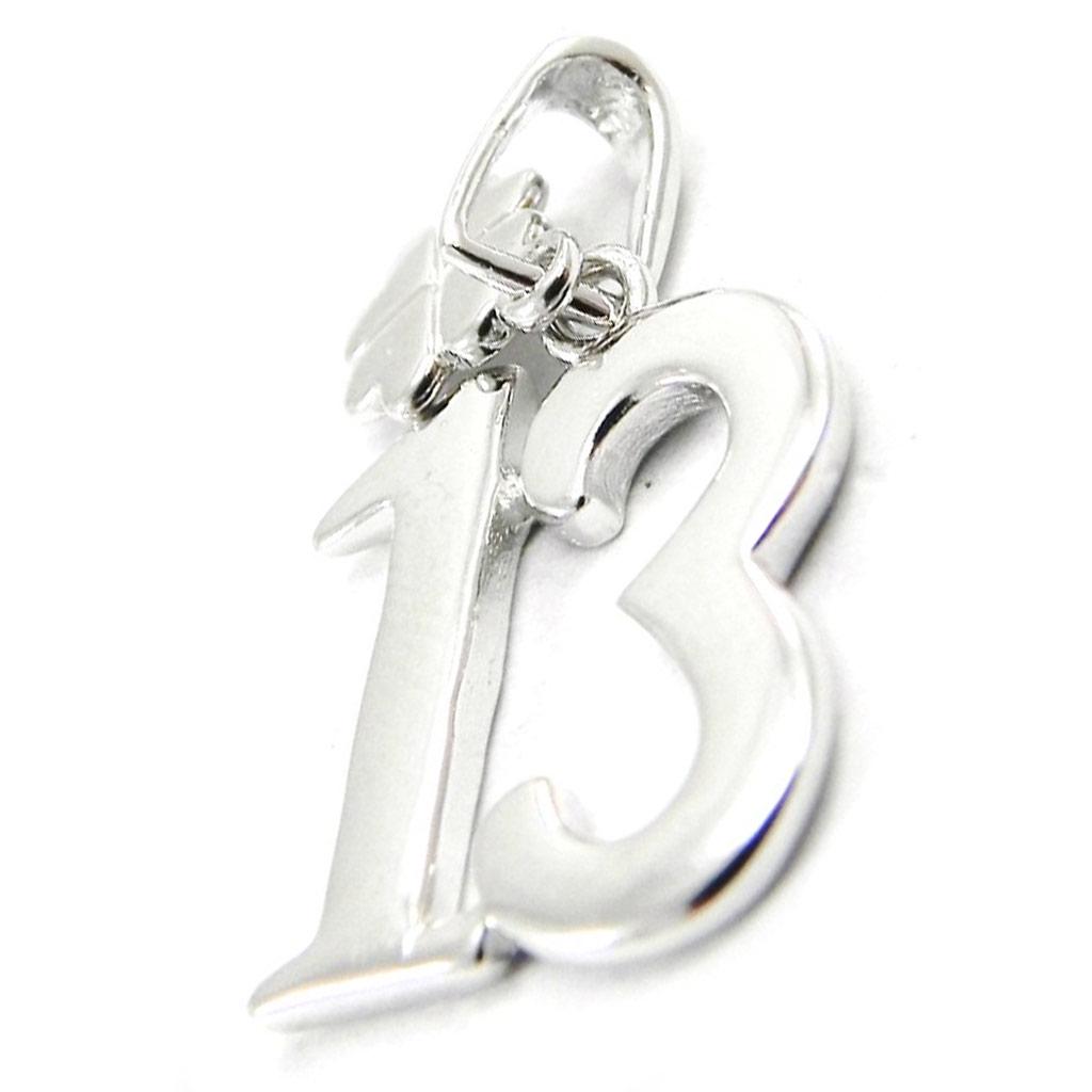 Les Trésors De Lily [I3721] - Silver Pendant '13' (clover) Silver-plated (rhodium-plated) - 13x14 Mm