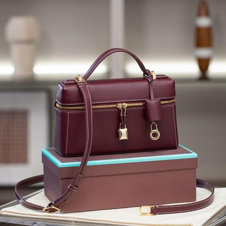 High Quality Retro Box Bag 23cm Tire Cow Grain Cowhide Vintage Style Handbag Single Shoulder Crossbody Women's Bag Trendy