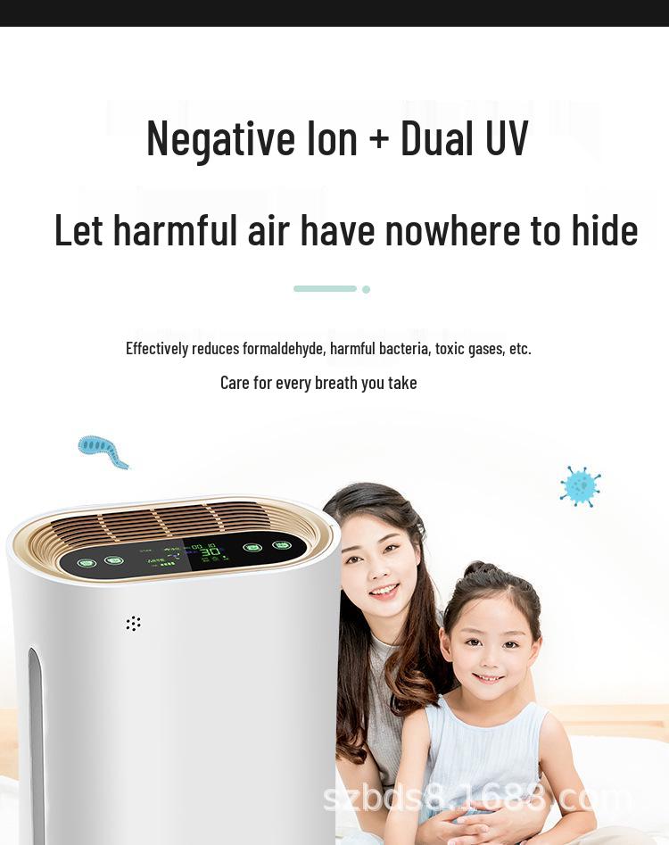 Household Air Purifier with Activated Carbon Filter for Removing Formaldehyde, Smoke, and Dust