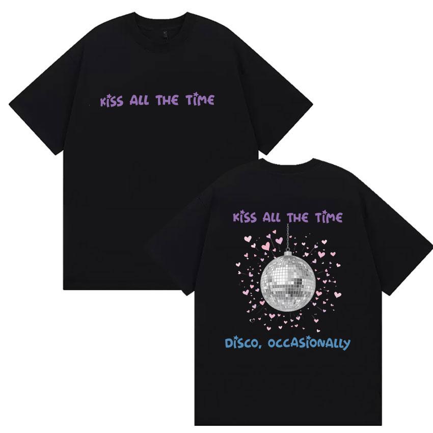 Kiss All The Time Disco Occasionally T-shirts Harry Styles Print Fashion Short Sleeve T-shirt Men Women Cotton Tees