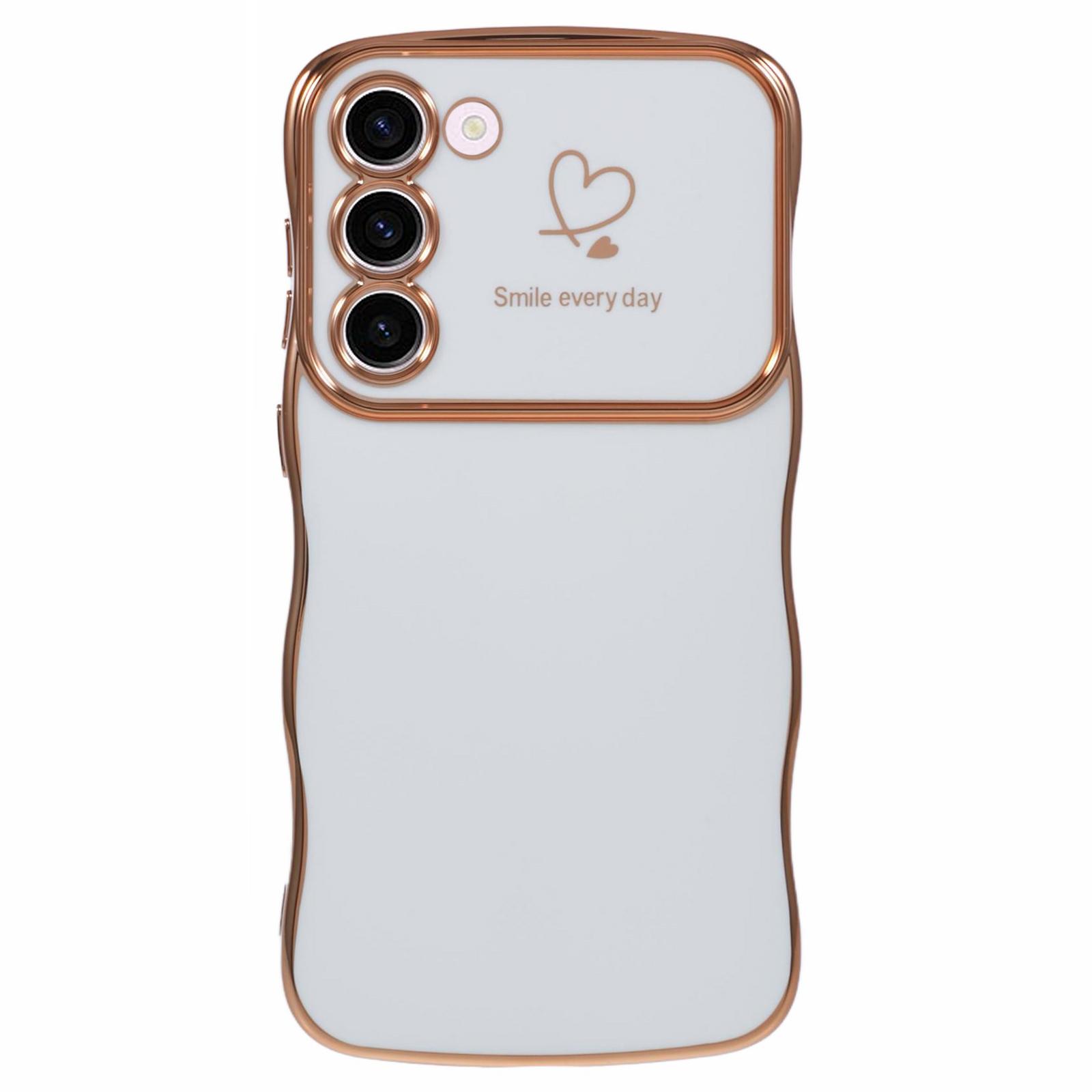 

For Samsung Galaxy S23 Case Love Hearts TPU Phone Cover Curly Wave Frame Large Window C