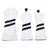Golf Headcover Set Simple with Conversion Solid Color (Driver/Wood/FW), 3-Piece Set, Design, Waterproof, Tag, (White)