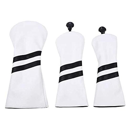 

Golf Headcover Set Simple with Conversion Solid Color (Driver/Wood/FW), 3-Piece Set, Design, Waterproof, Tag, (White) белый