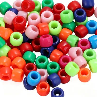 100pcs/set Multi-Colored Colorful Pony Beads Set Big Hole Beads Bulk Rainbow Hair Rings  DIY