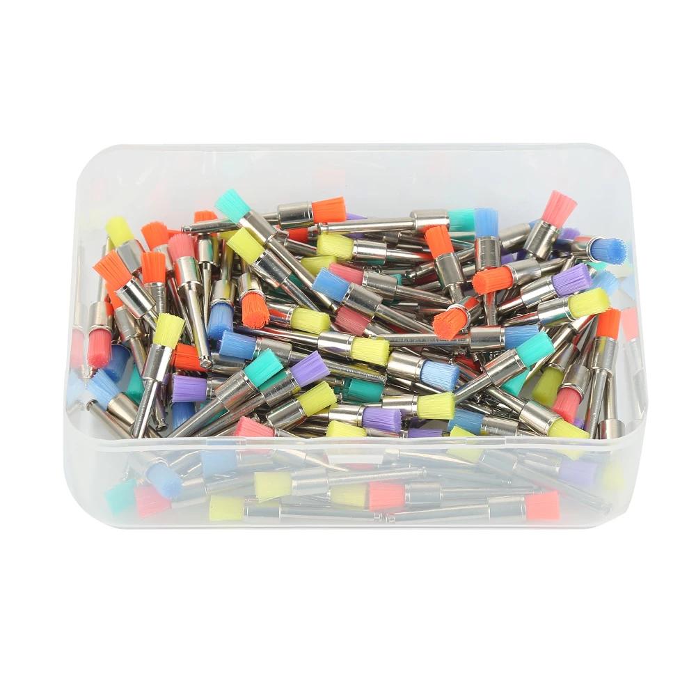 100Pcs Dental Prophy Brushes Polishing Polisher Disposable Latch Type Mixed Color Plat Used For Stain Removal And Polish