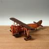 Wood Airplane Figurine Retro 3D Biplane Sculpt Creative Airplane Model Crafts Desktop Ornament Gift Home Decorations Accessories