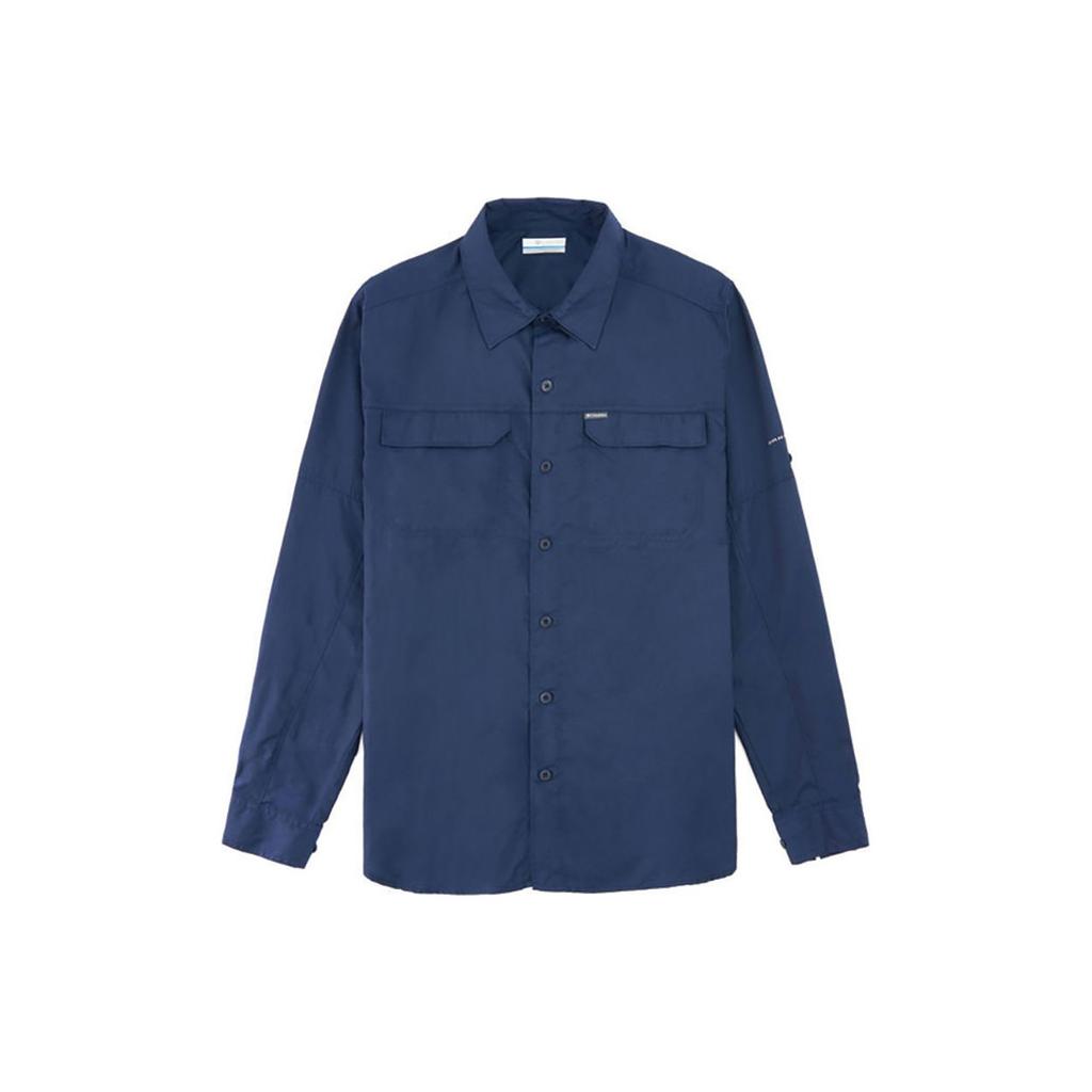 Columbia Solid Color Outdoor Sun Protection UV Resistant Casual Sports Lightweight Quick-Dry Breathable Long Sleeve Shirt Men Shirts Blue AE0651-464