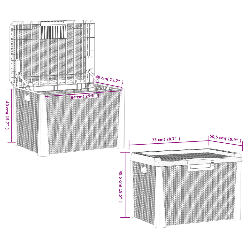 Garden Storage Box Anthracite Grey 125 L PP