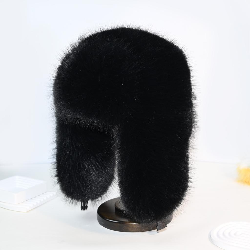 Winter women's thickened warm windproof faux fur fox fur ear-protecting plush hat