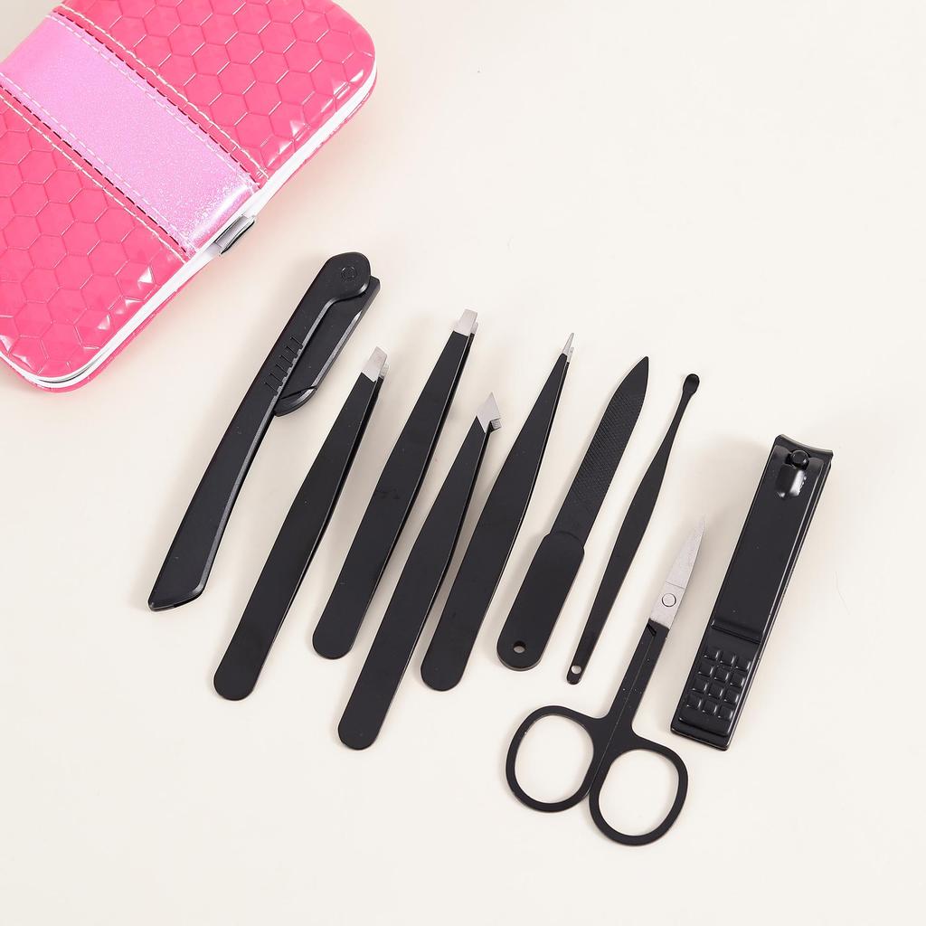 Portable Manicure Tool Set with High-Precision Tweezers, Eyebrow Trimmer & Nail Clippers 
