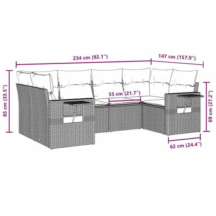 VidaXL Garden Lounge Set with Cushions 6 Pcs, Patio Sofas, Patio Furniture Set, Outdoor Furniture, Black 3252913