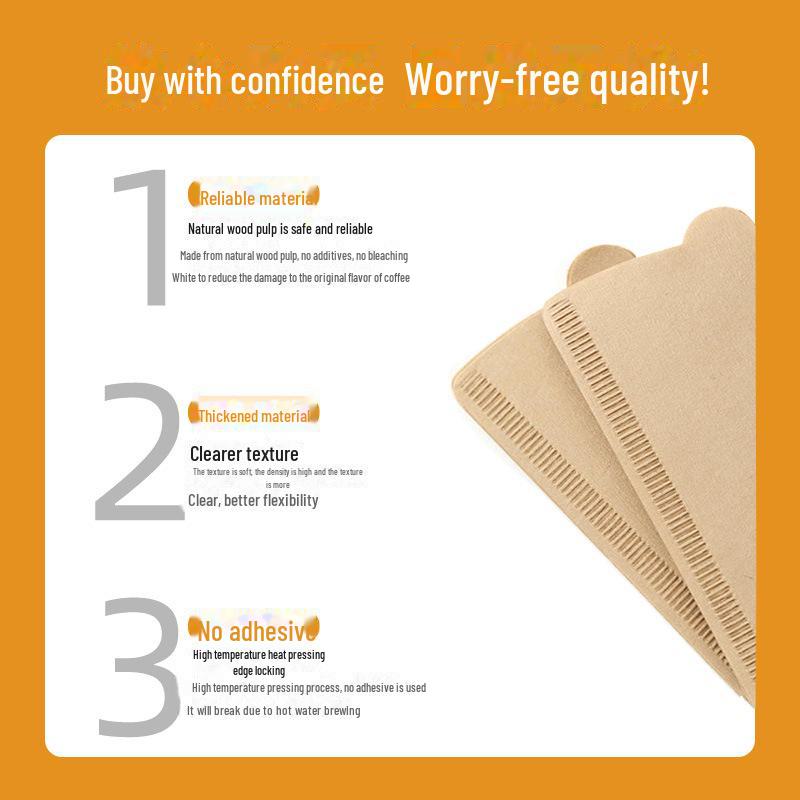 V02 Cone-Shaped Coffee Filters for 2-4 People, Disposable V-Shaped Wood Pulp Filter Paper