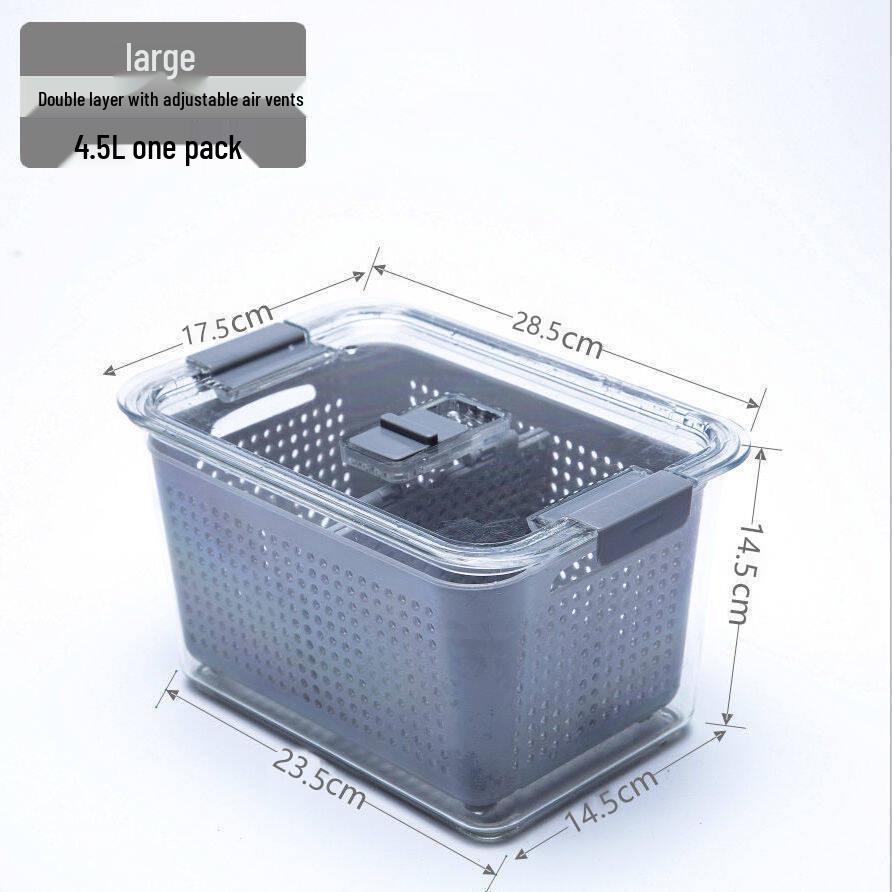 Large Capacity Double-Layer Transparent Food-Grade Sealable Fresh-Keeping Refrigerator Box