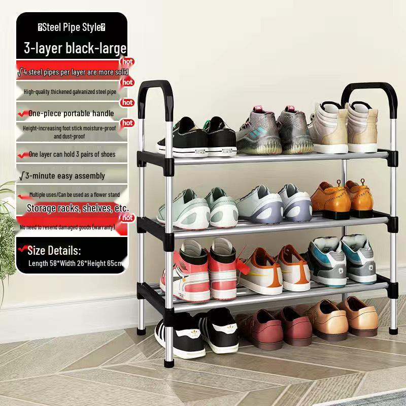 

Прочная четырехъярусная железная обувница из труб для прихожей или общежития