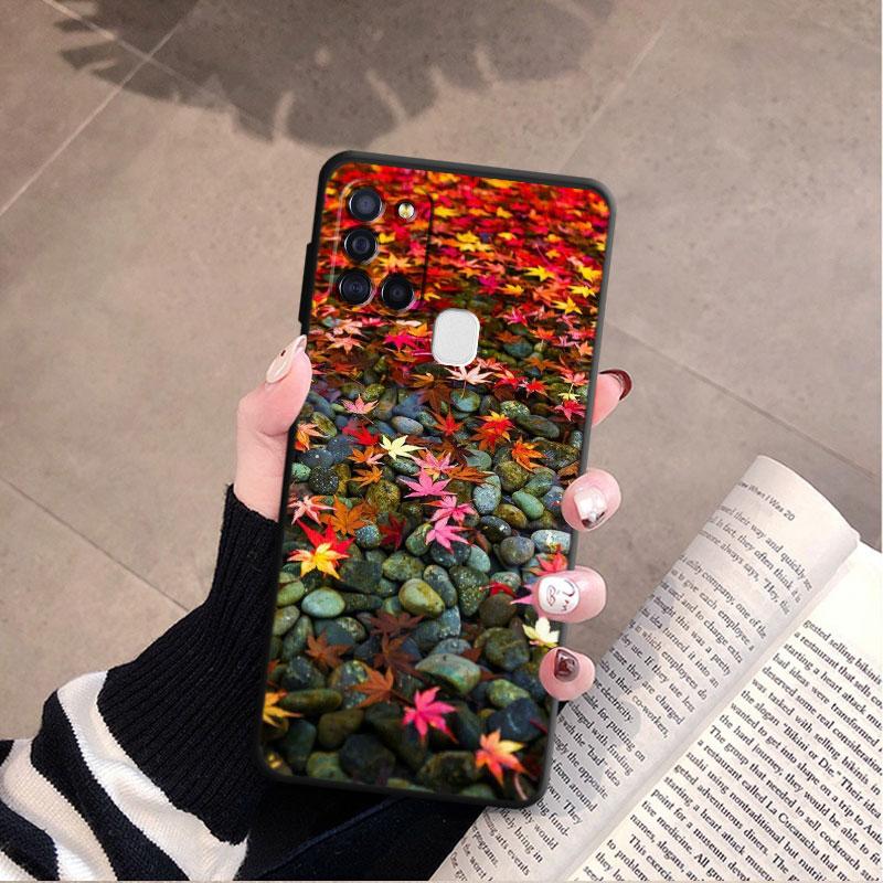 Fall für Samsung Galaxy M30s M22 M32 5g M31 M13 M51 M33 M23 M52 M12 Herbst Blätter Herbst fuchs Kürbis Halloween Herrliche Abdeckung