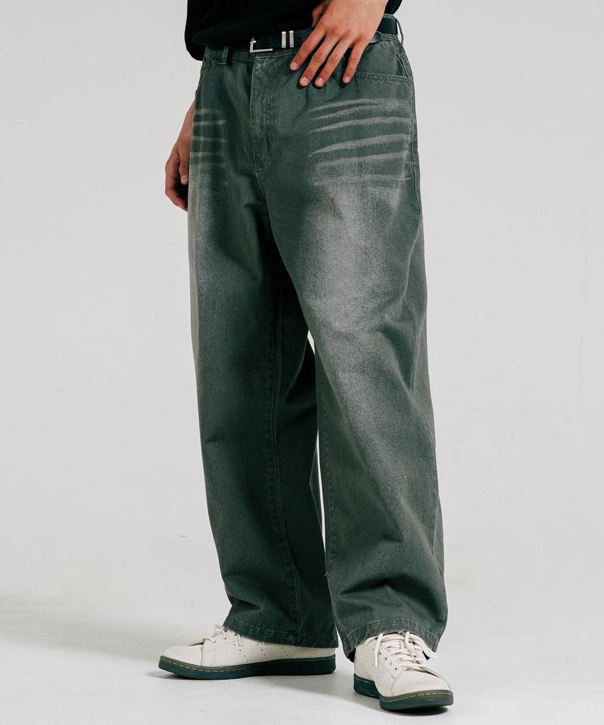 JEMUT Peanut Wide Washed Pants 5-Piece Set Dark Green Yhlp2470