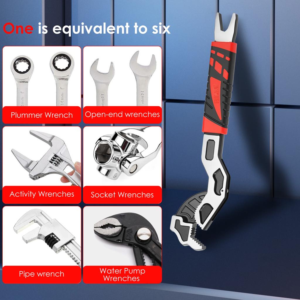 2 Pcs Self Locking Wrench 8inch/12inch Carbon Steel Self Locking Wrenches Adjustable Spanner Set for Car Bicycle Mechanic Repair