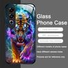 Golden Black Tiger Stripe Flame Print Tempered Glass Phone Case for OnePlus 13R 12 11 10 9 Nord CE4 3 2 Lite ACE2 ACE3 Pro Cover