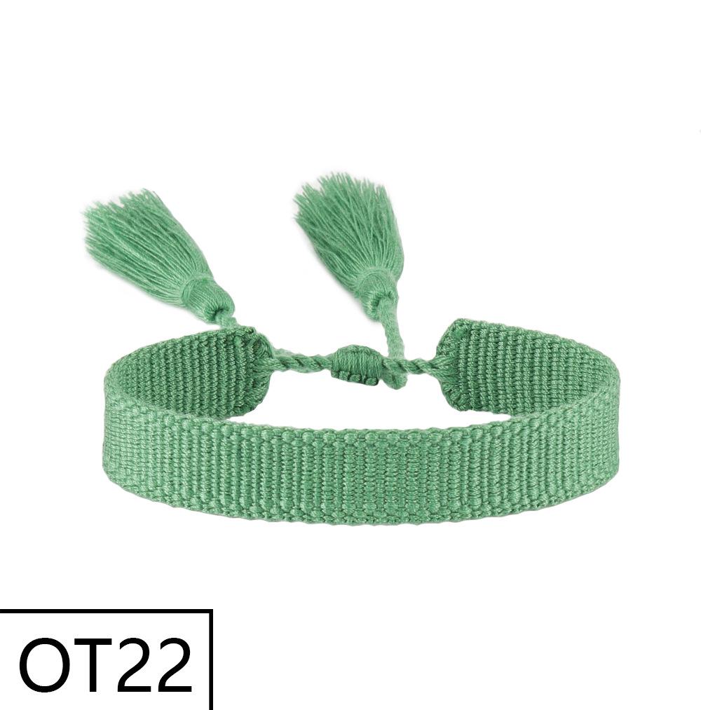 European & American Style Woven Bracelet - Solid Color, 1.3cm, Handmade Tassel, Fashionable Polyester Hand Rope for Women