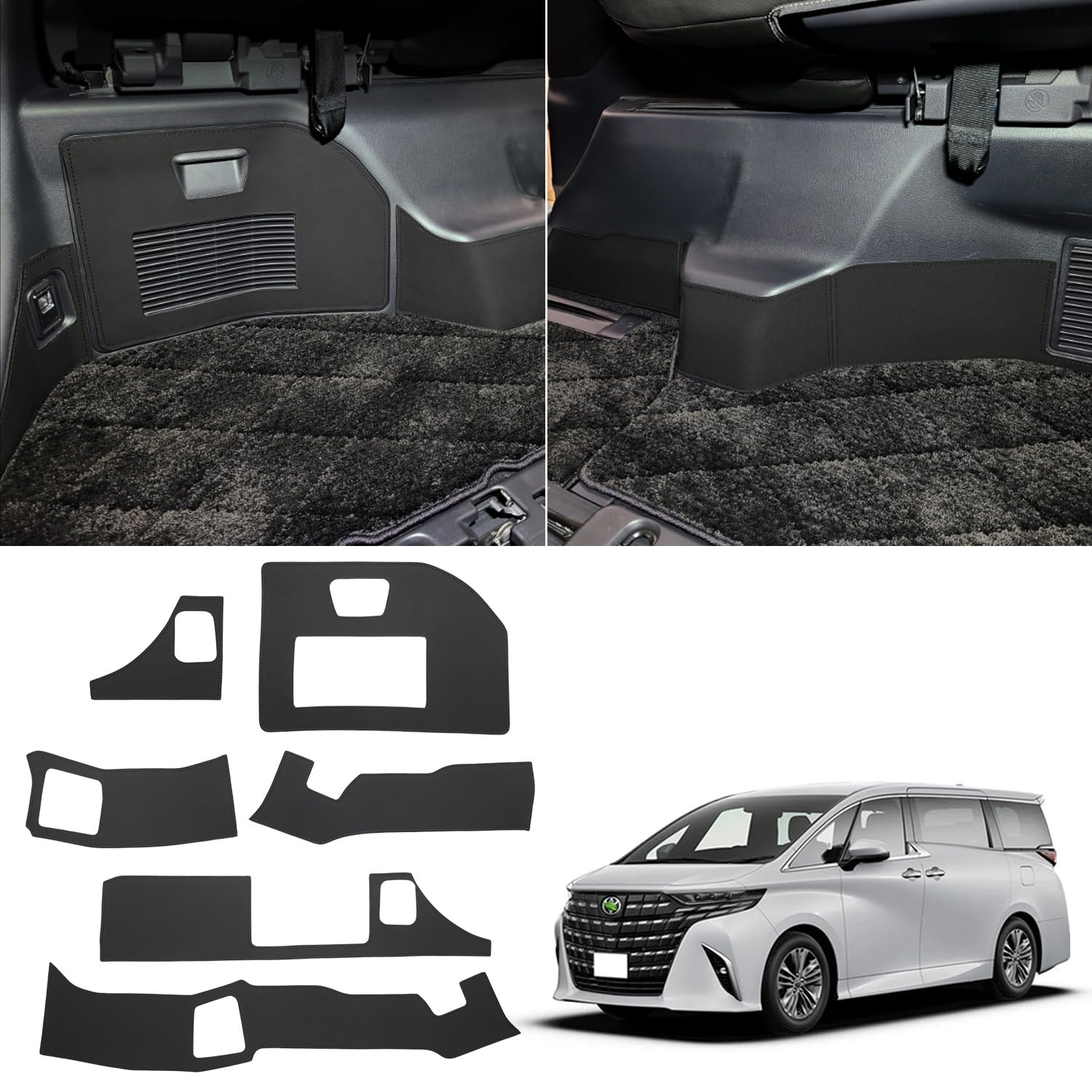 

GIMUYA Защитные накладки на боковины багажника для Toyota New Alphard Vellfire 2023, защита от царапин и пятен, индивидуальный интерьер, ПУ, комплект из 6 штук (40-я серия) (AGH4#W, чёрный