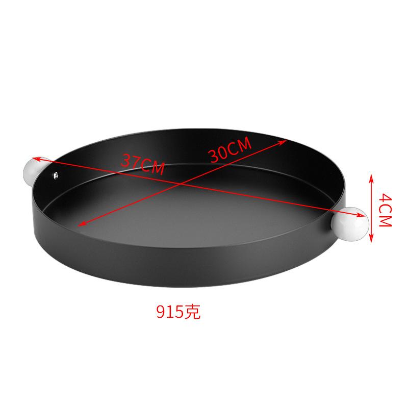 Creative Fruit Plate Metal Round Candy Dish with Handle Oval Table Tray Large Storage Tray for Living Room Snacks Decoration