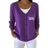 V-Neck 5-Button Printed Cardigan Sweater
