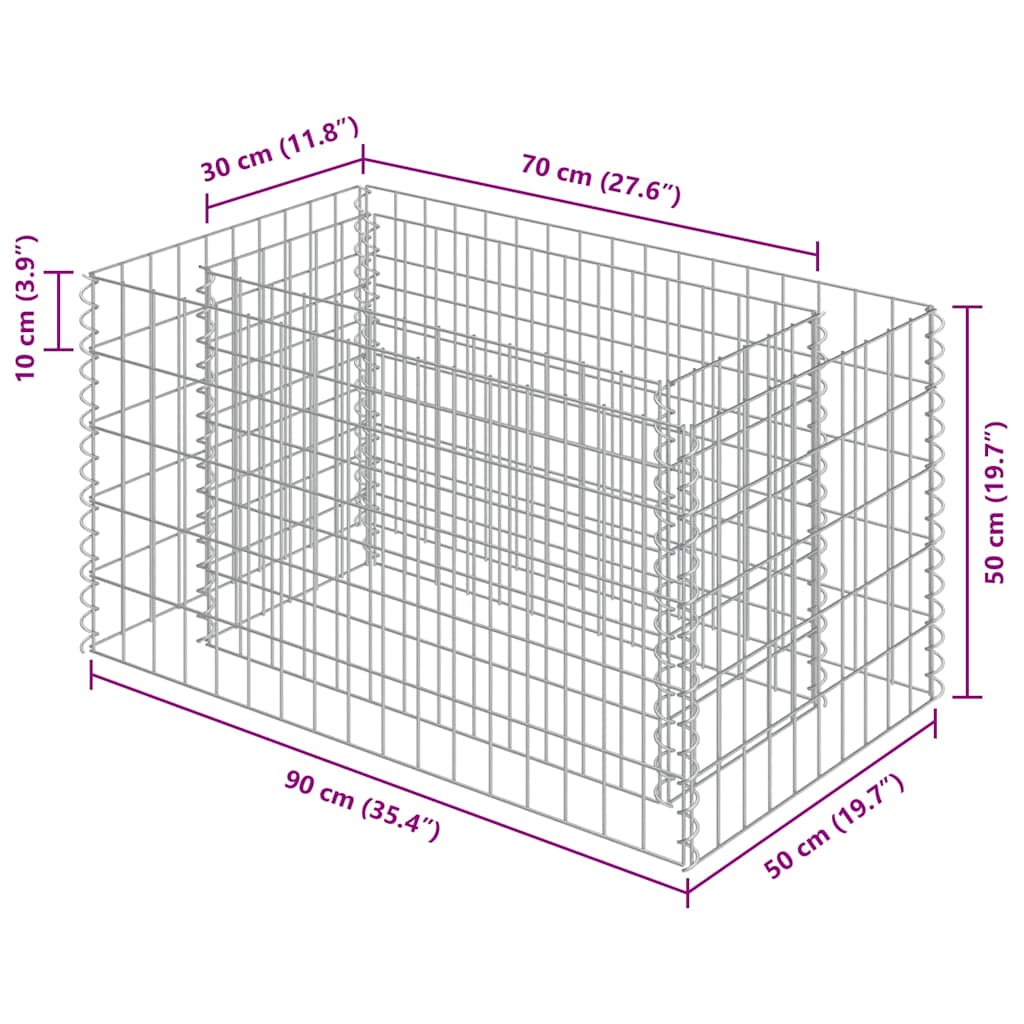 Gabion Raised Bed Galvanized Steel 90*50*50 Cm