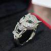 Marque Tendance Bagues Vintage pour Femmes Bijoux de Luxe pour Femmes Diamant Complet Léopard Forme Léopard Argent 925 Pur Bagues de Soirée pour Dames