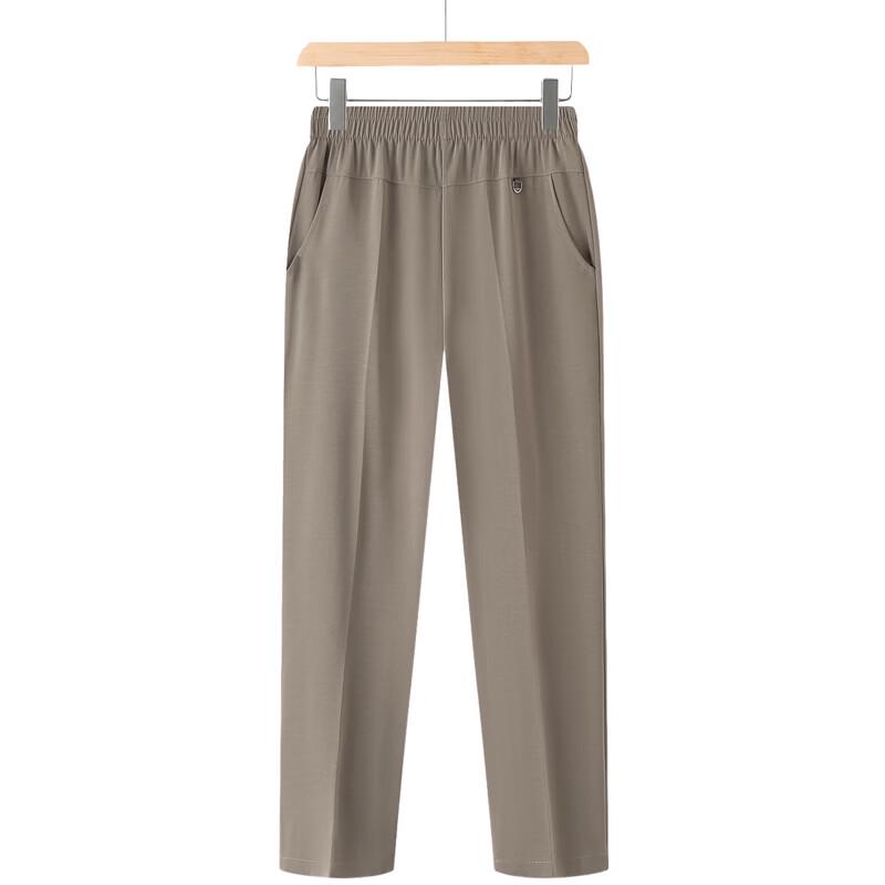 LangSha Women's Elastic Waist Straight-Leg Cropped Pants