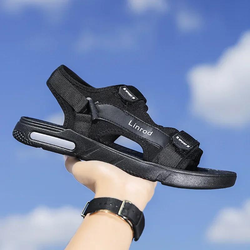 Whoholl Brand Men's Slippers Summer New Sandals Men Canvas Sandals Adult Thick-soled Beach Shoes Non-slip Open-toe Sandals 39-46