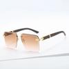 For Female Square Frameless Eyewear Latest Stylish Female Designer Sun Eyewear Frame Sunglasses Female Retro UV Protection 400 Eyewear
