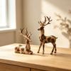 2 Pieces Deer Figurine Set with Antlers Compact Mantel Ornament Sturdy